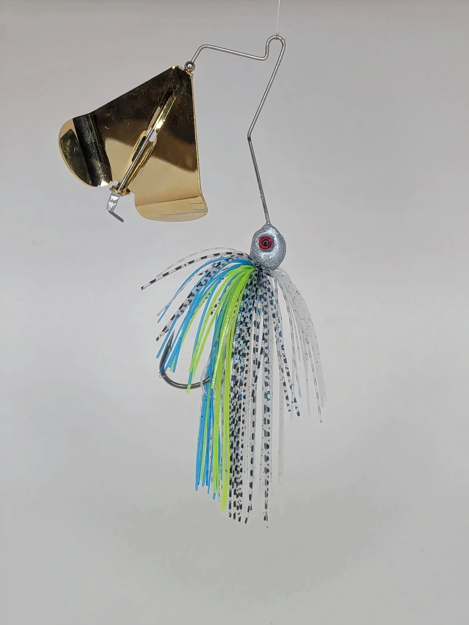 Handmade Crystal Blue Bar Blue Chartreuse Pearl White Belly BuzzBait