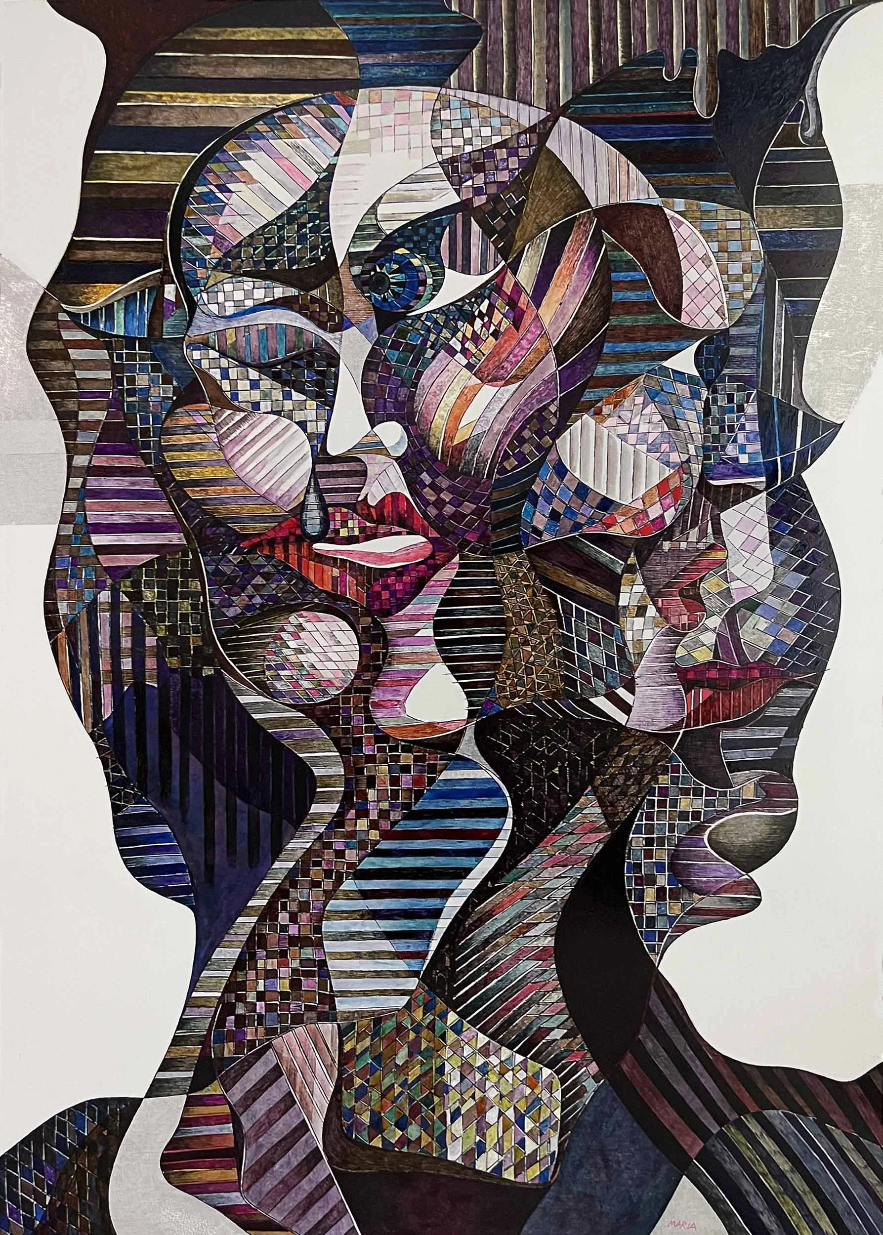 “Further Away than Ever Before”, mixed media on white aluminum, W33”/84cm X H46”/117cm