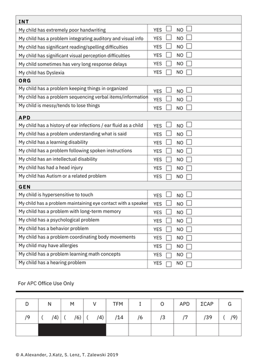 Auditory Processing Questionnaire.pdf Buffalo Model Questionnaire — The Auditory Processing Clinic