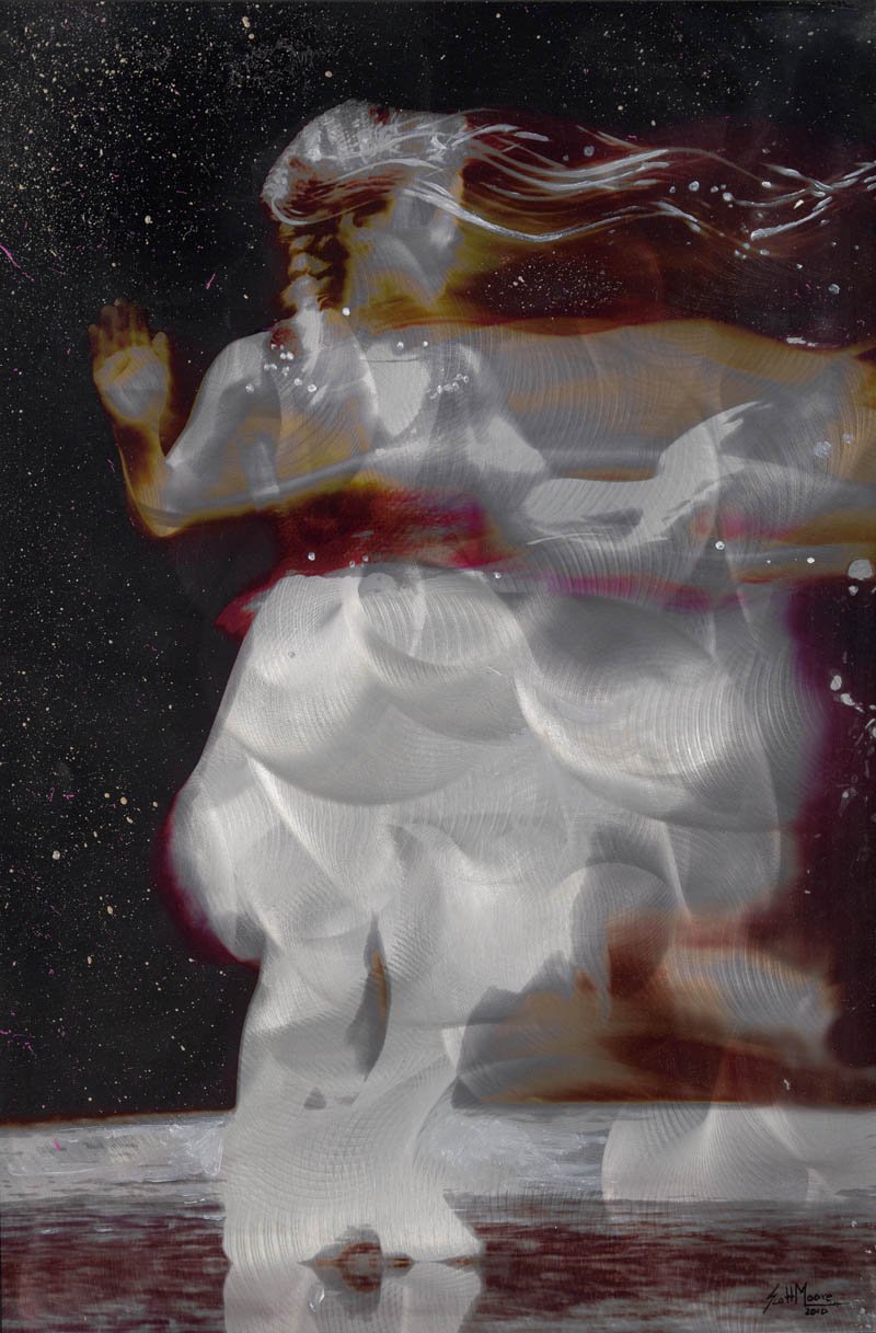 Dreams of Dancing - mixed media on ground metal