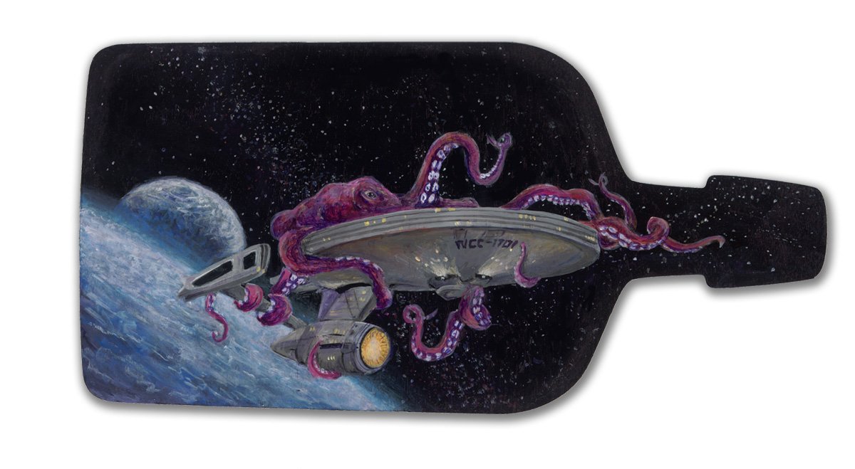 Ship in a bottle with Kracken