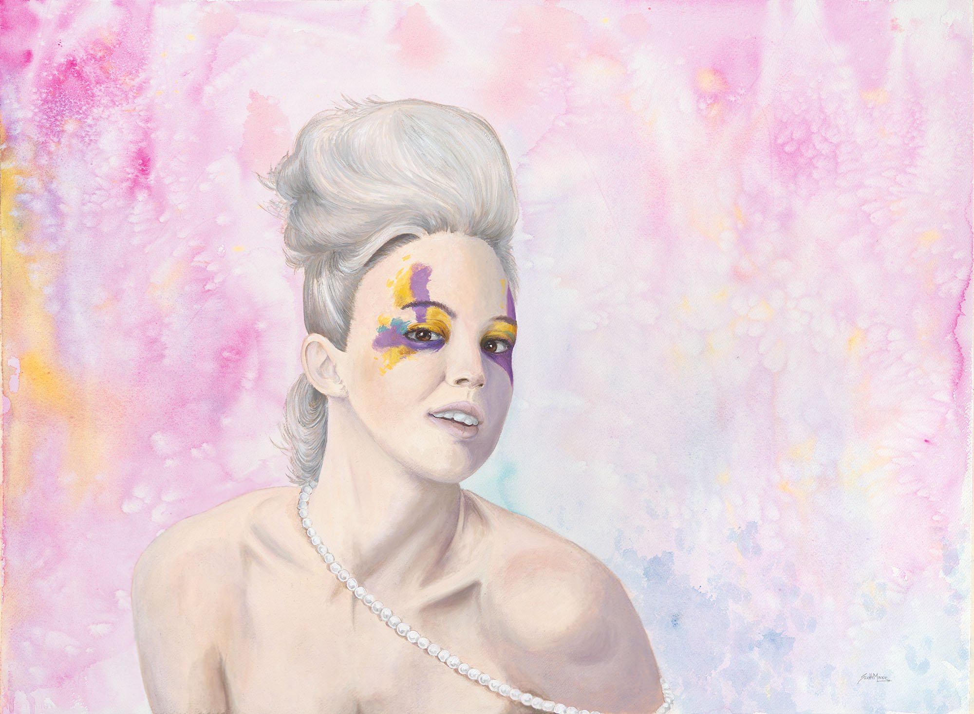 Portrait in watercolor and Oil Paint