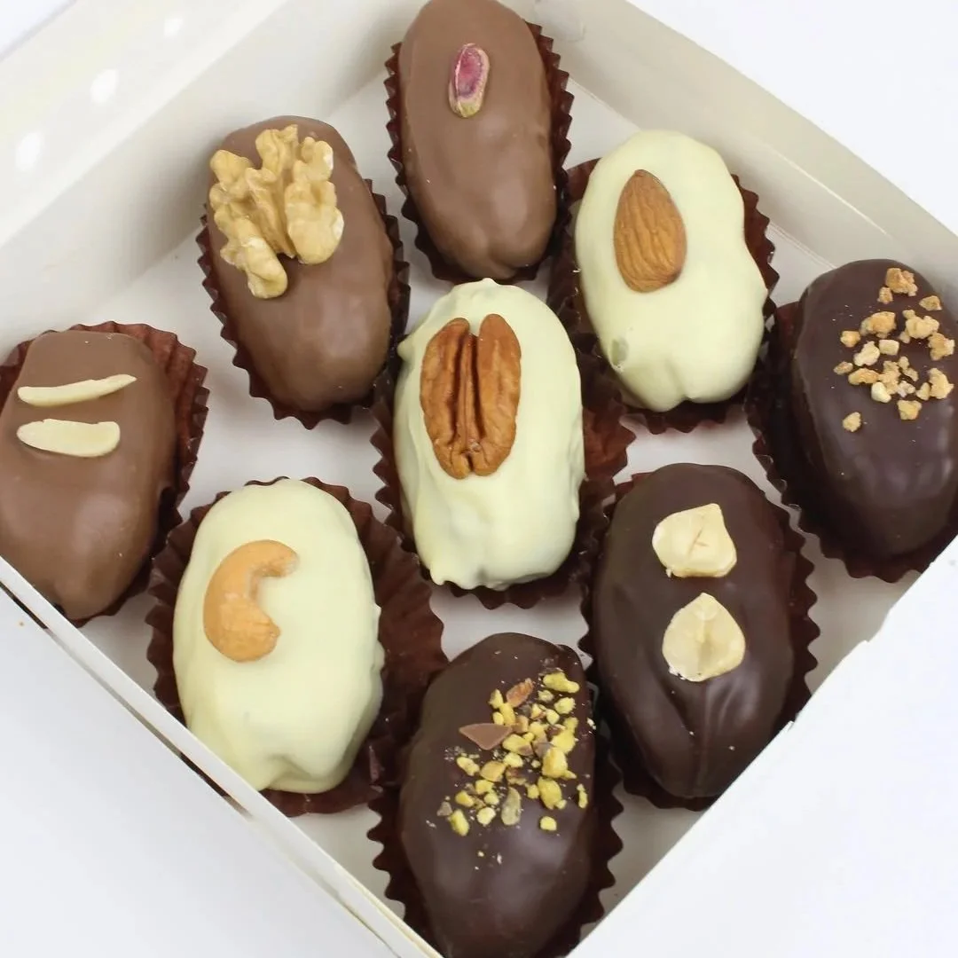 Chocolate covered Medjool dates with nuts