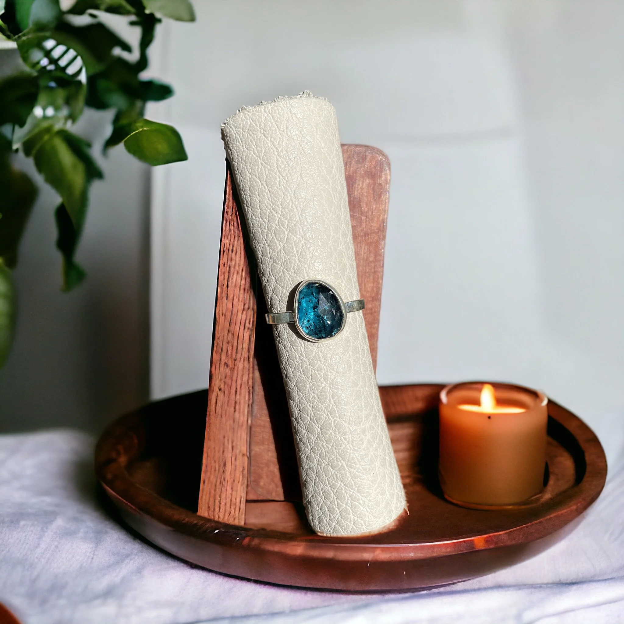 Teal Moss Kyanite Ring