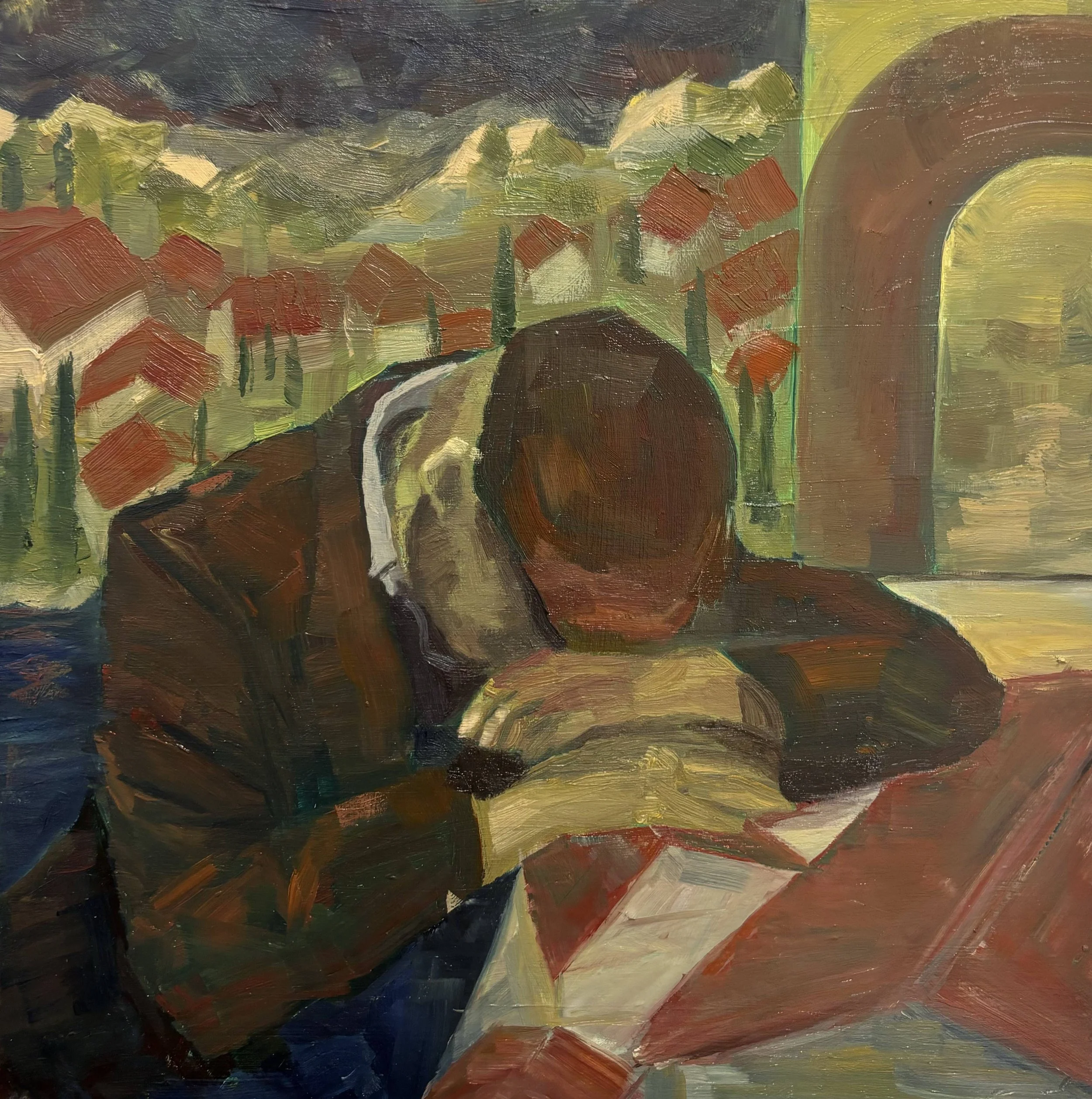 In the Hills, oil on board, 12x12in