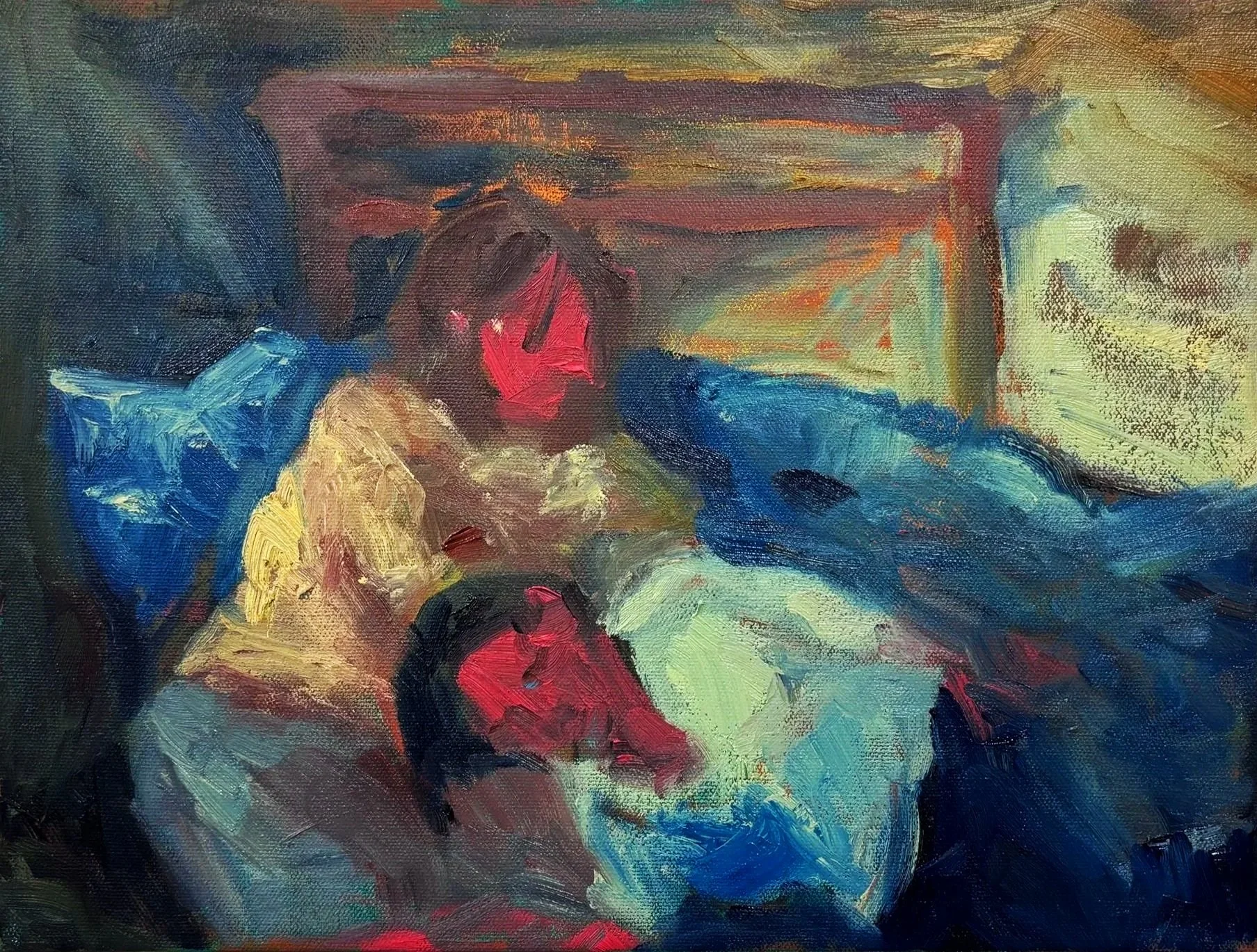 
Begin Here (Simon and Leslie), oil on canvas, 12x16in