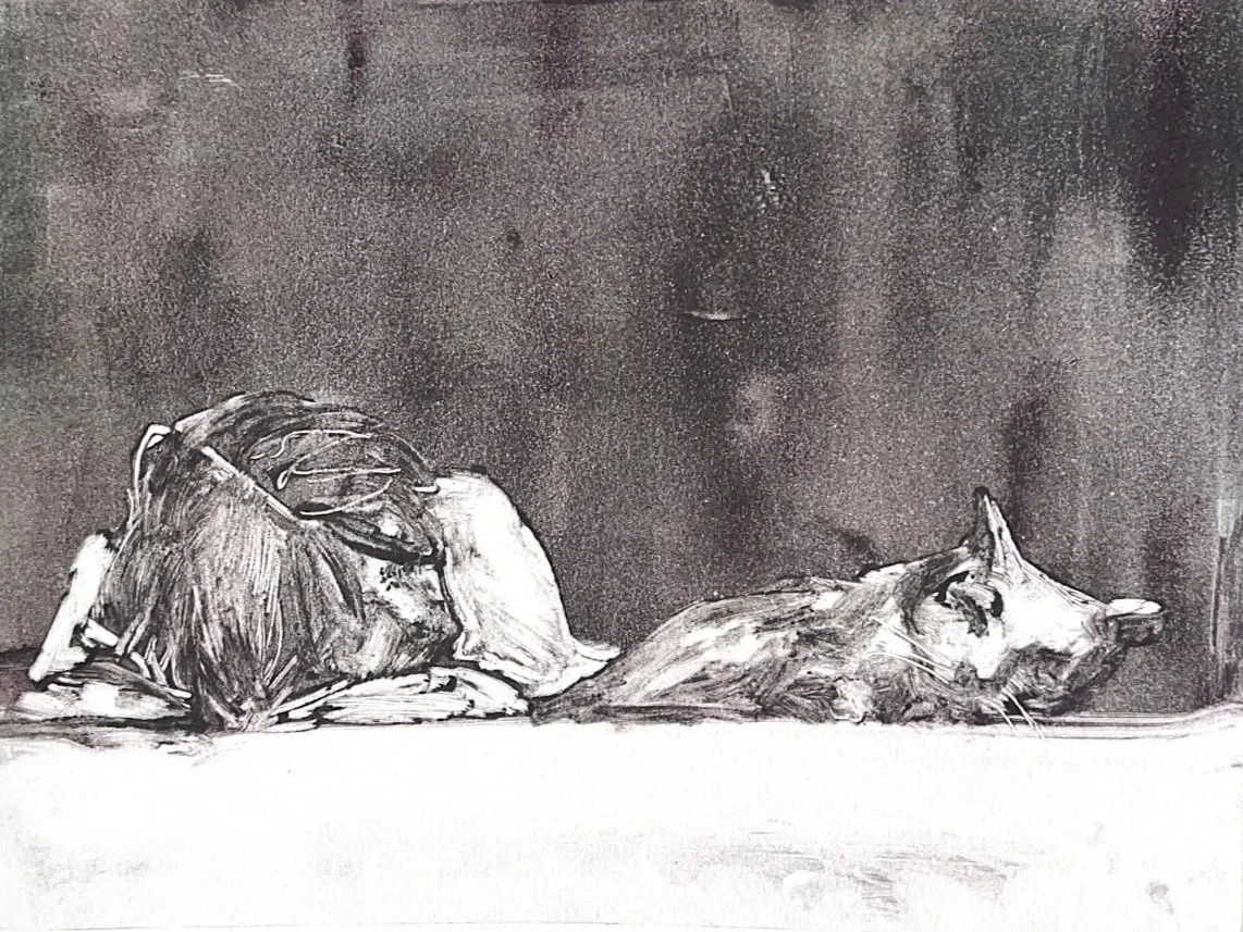 Sleep 2, monotype on Rives BFK, 8x10in