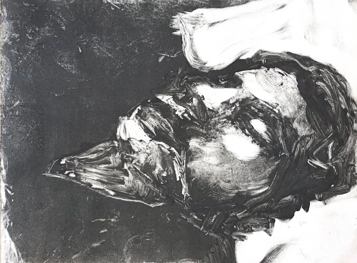 Sleep 3, monotype on Rives BFK, 8x10in
