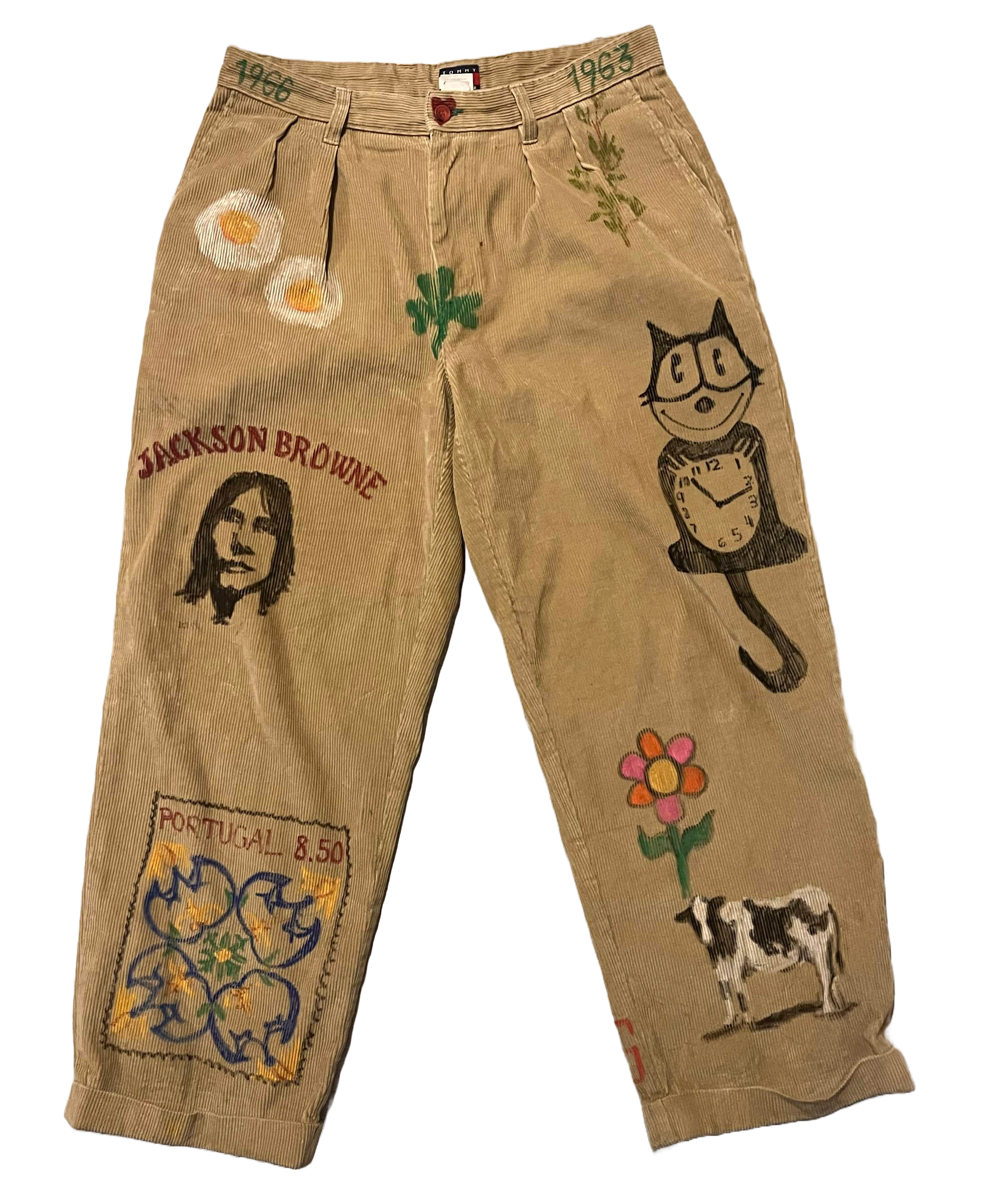 Senior cords [front], for "Woolgathering," acrylic on found corduroys. 