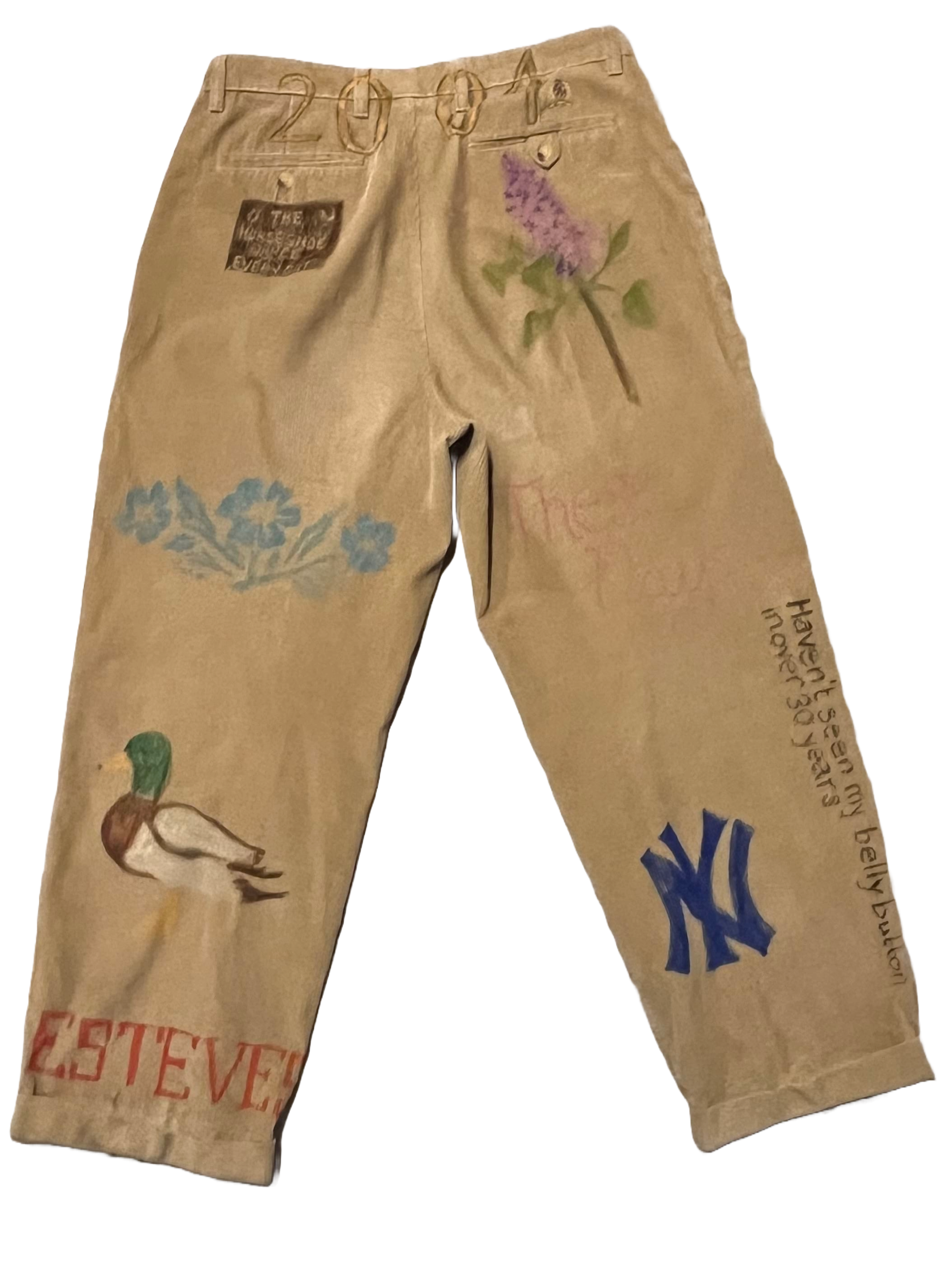 Senior cords [back], for "Woolgathering," acrylic on found corduroys. 