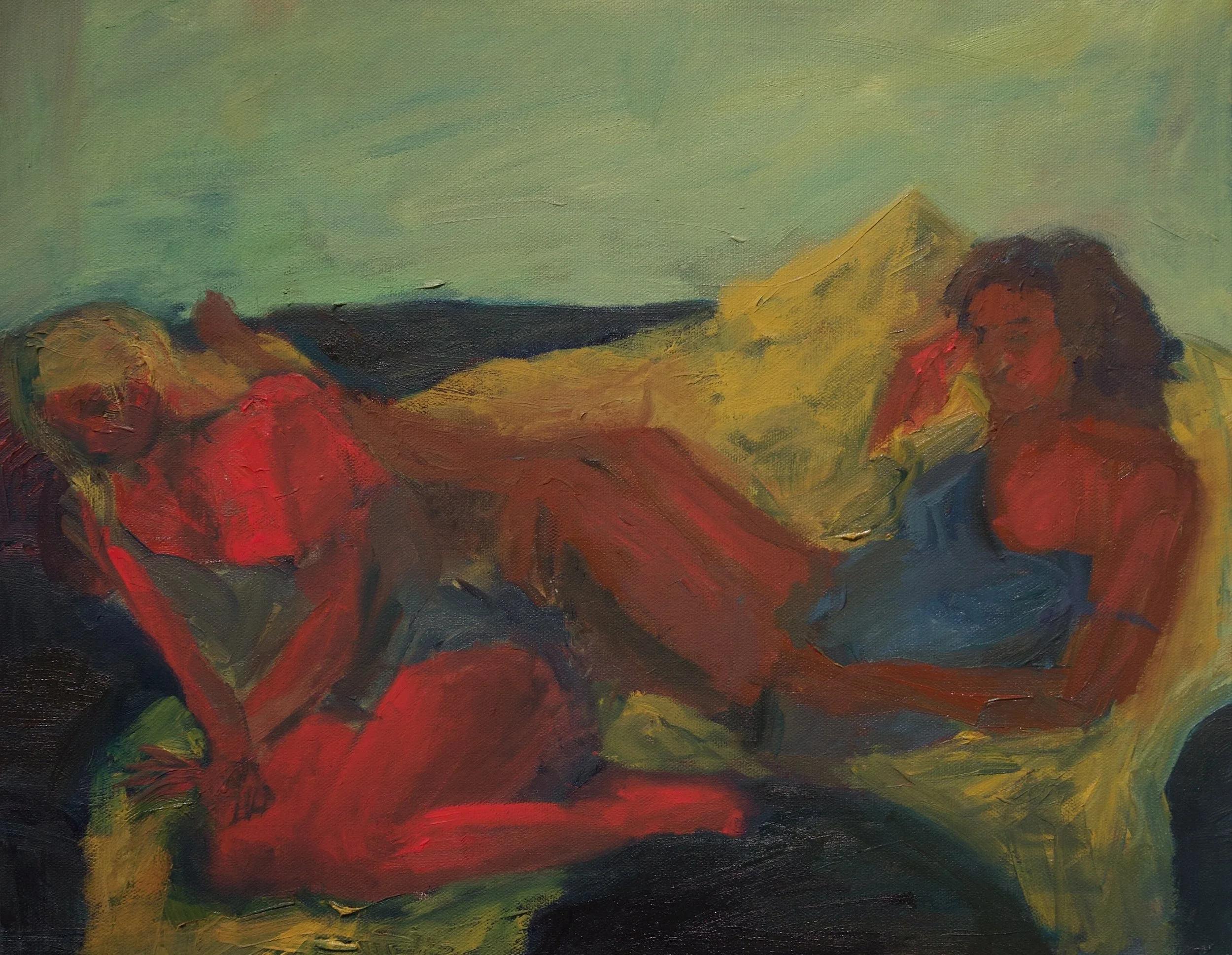 
Elizabeth and Audrey, oil on canvas, 16x20in 