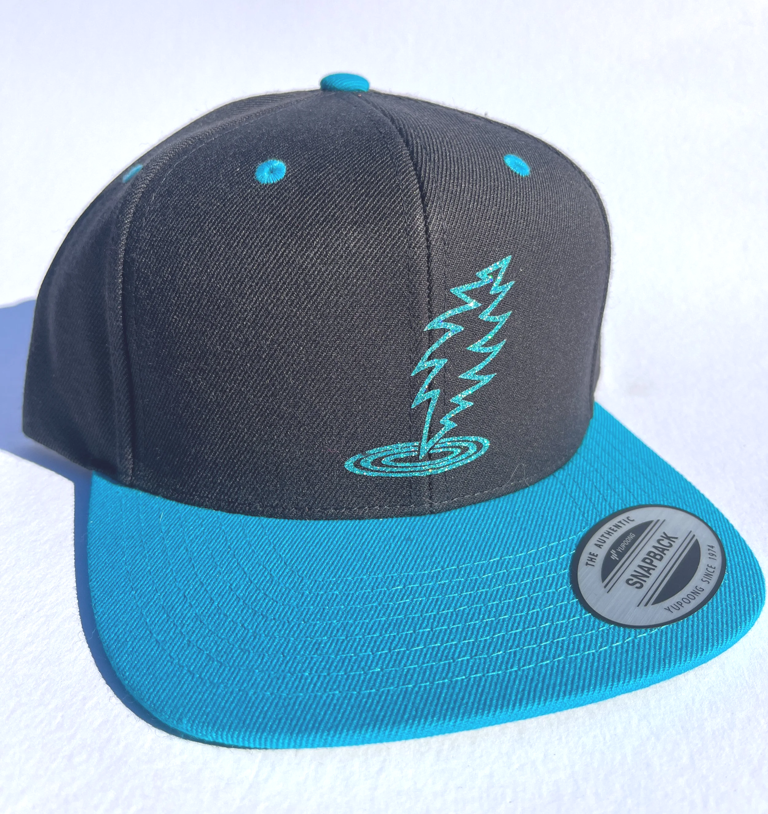 Black w Aqua Visor w/ Aqua Sparkly Dancin' Bolt
