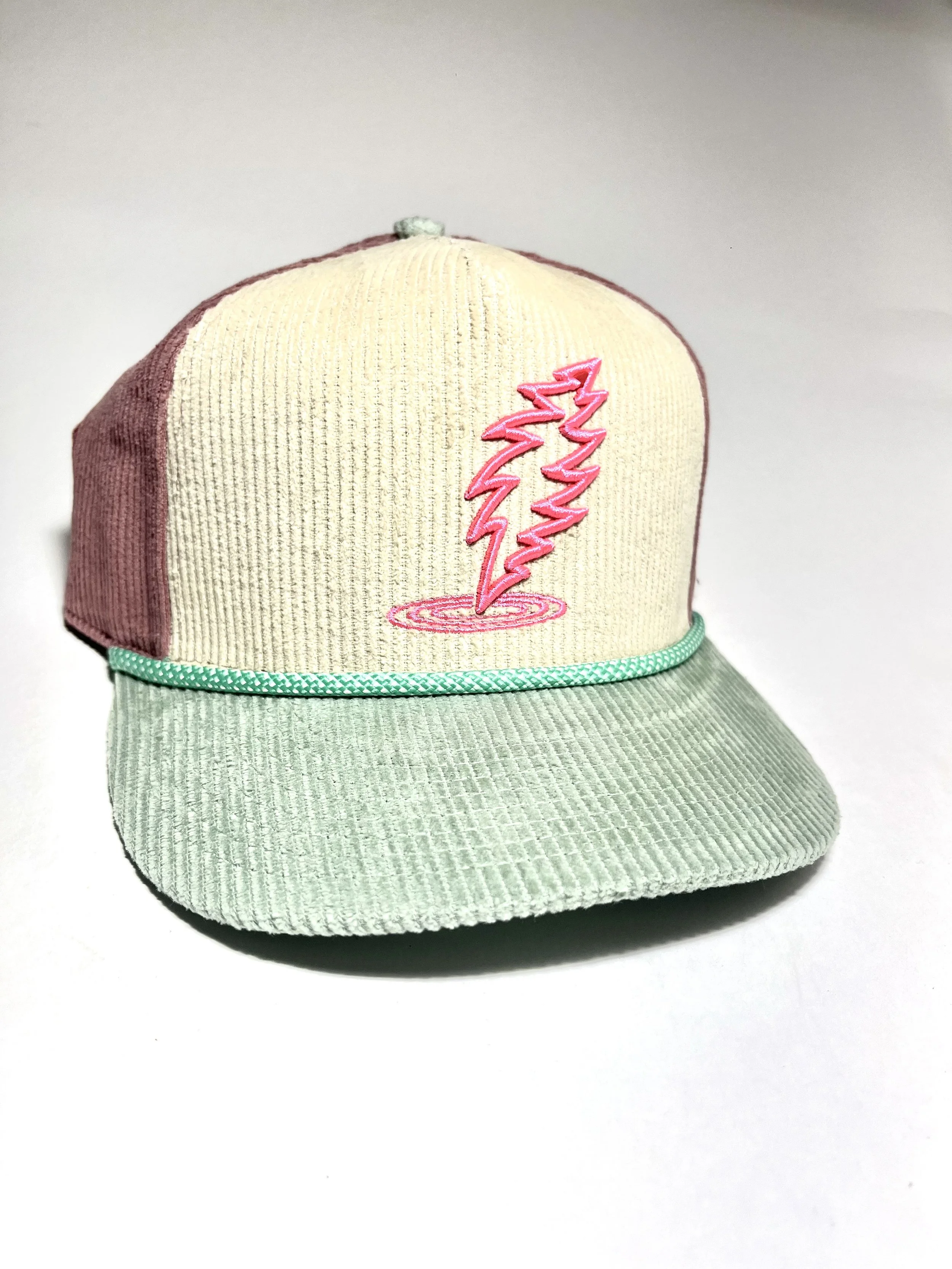 Desert Rose- Cream-Agave w/ Hot Pink raised embroidery Dancin' bolt
