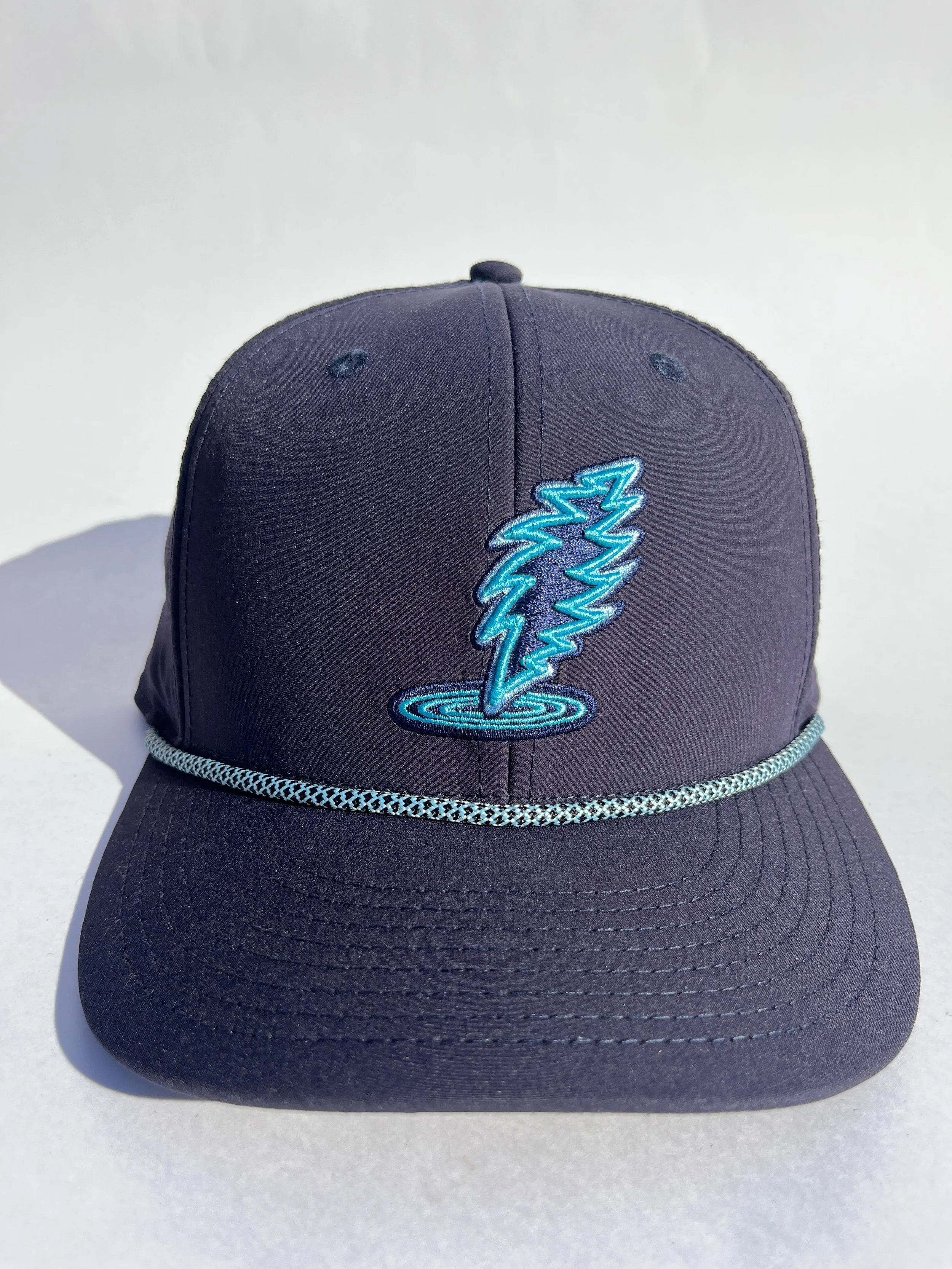 NAVY w/ Aqua raised embroidery Dancin' bolt