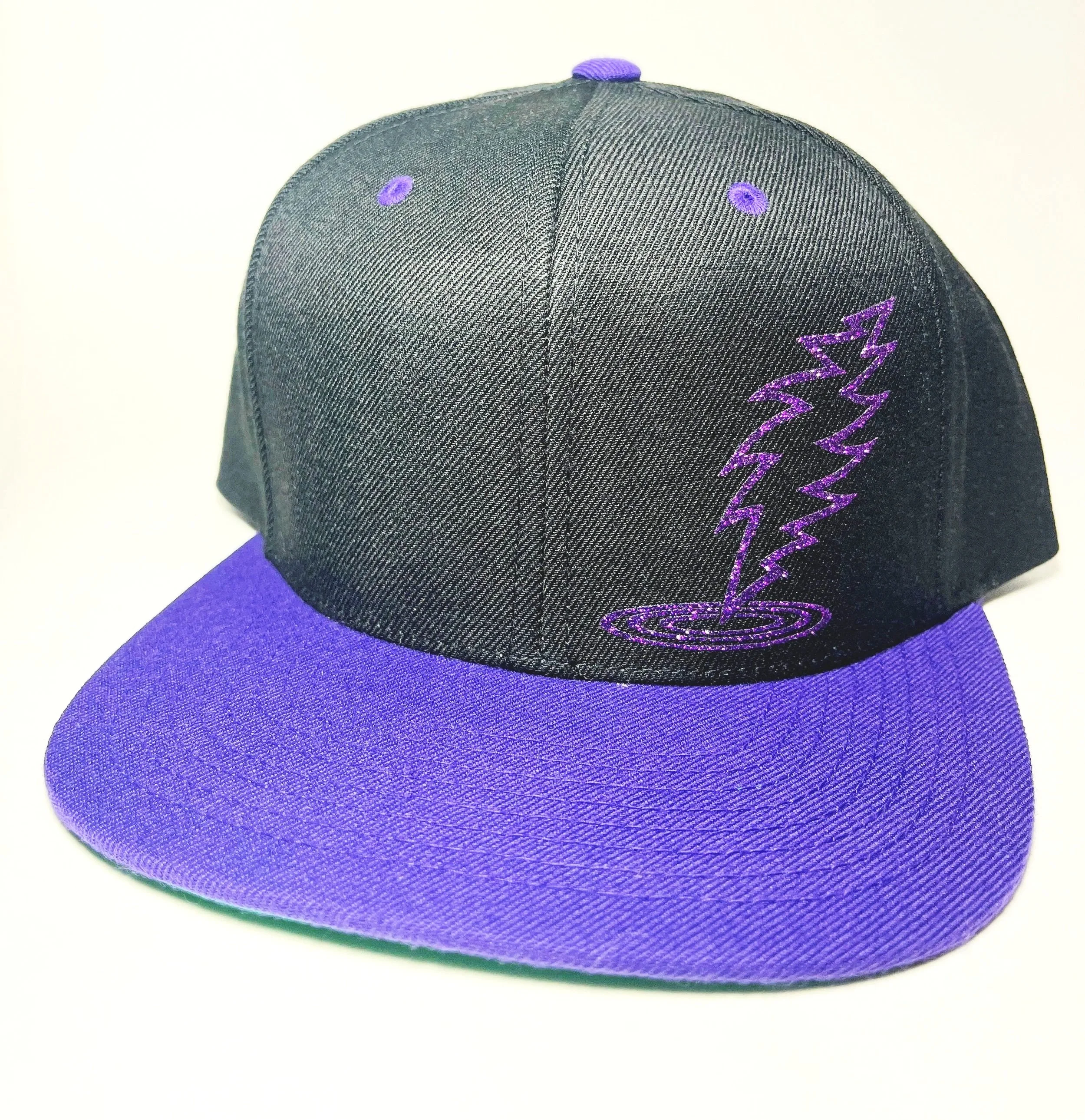 Black w/Purple visor with Purple glitter Dancin' Bolt