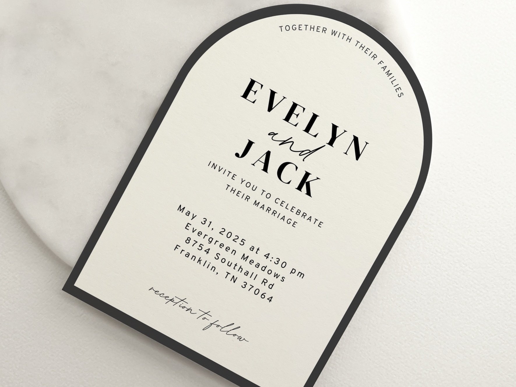 Evelyn | 4 Card Stacked Arch Wedding Invitation Suite — Paper Haven