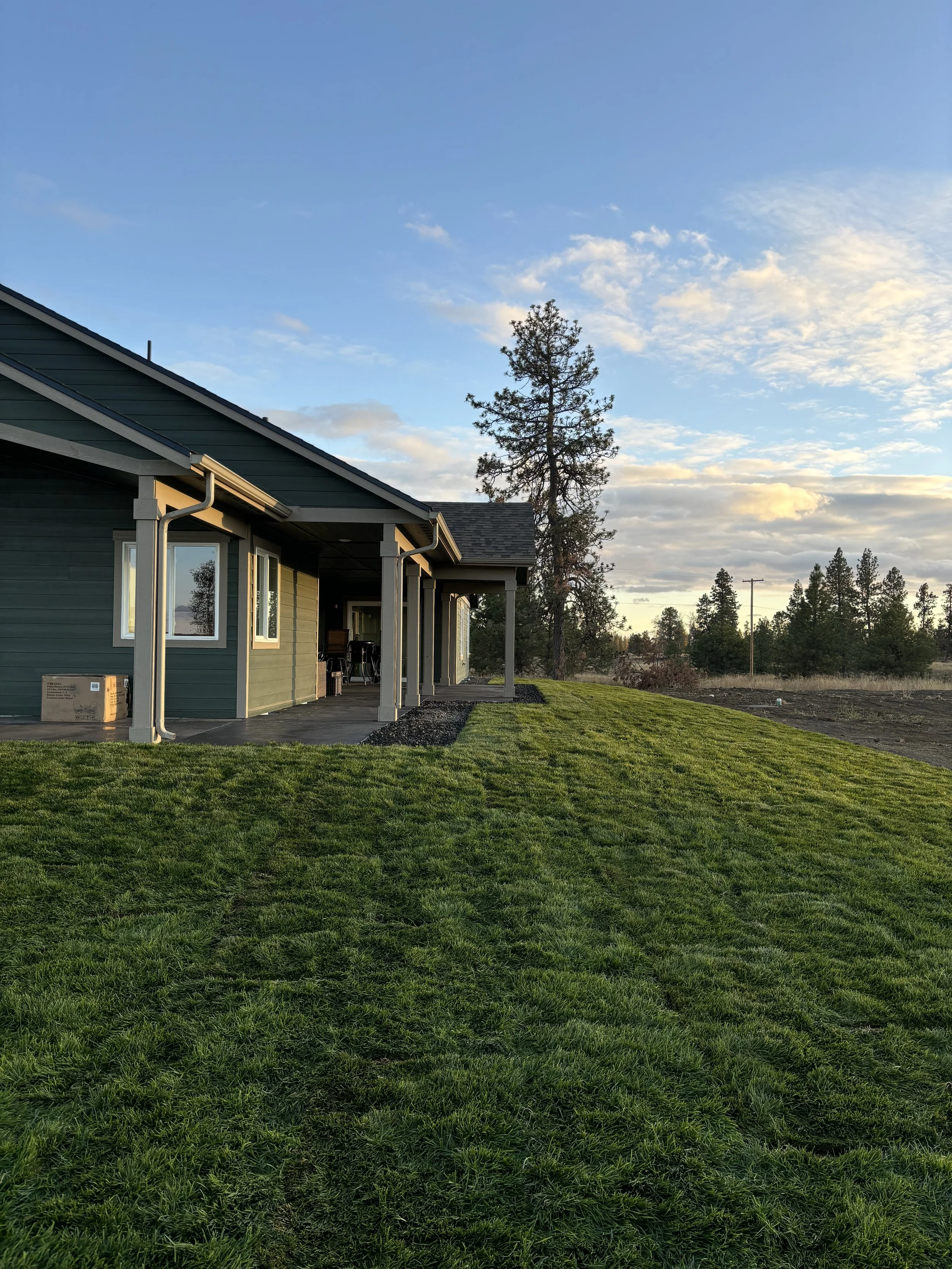 Freshly installed irrigation and sod in Spokane Washington.