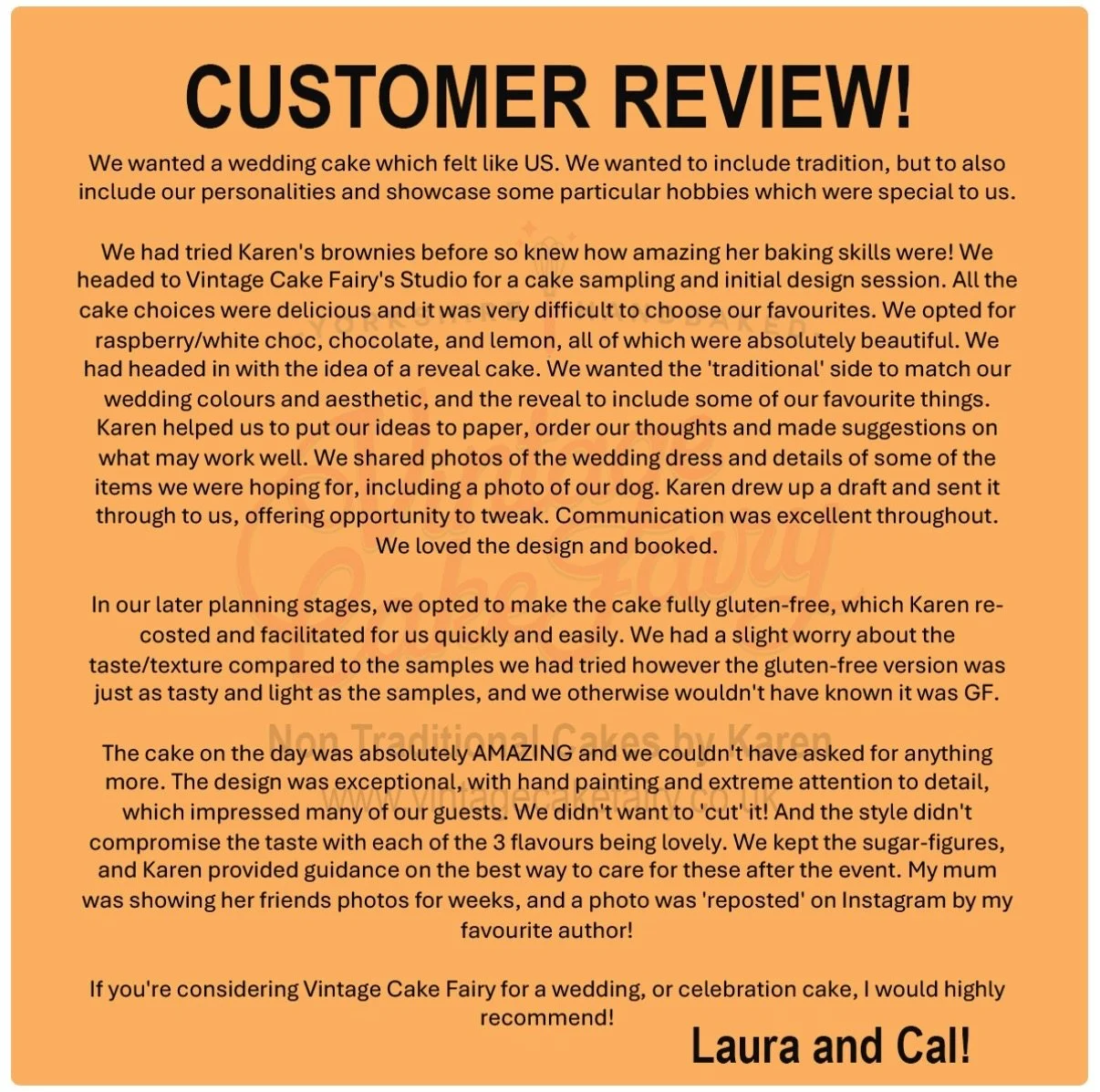 Some kind words on a Sunday afternoon! 

#vintagecakefairy #sundayreviews #kindwords #nontraditionalweddingcake #bespokeweddingcakemaker