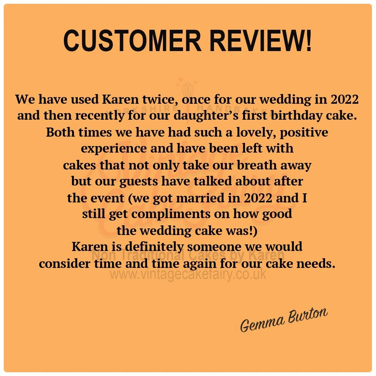 Some kind words but this time from Gemma&hellip;I have made many cakes for Gemma and her family and I am looking forward to doing another in a few weeks time.

But&hellip;

I have a huge favour to ask from you all! 

I&rsquo;ve recently opened a Trus