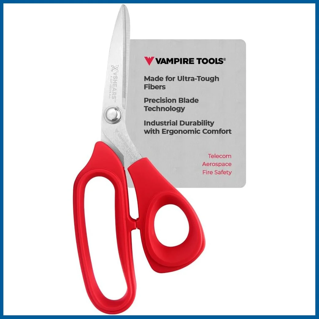 vSHEARS 8" HIGH TECH ARAMID FIBER, FIBER-OPTIC KEVLAR SHEARS