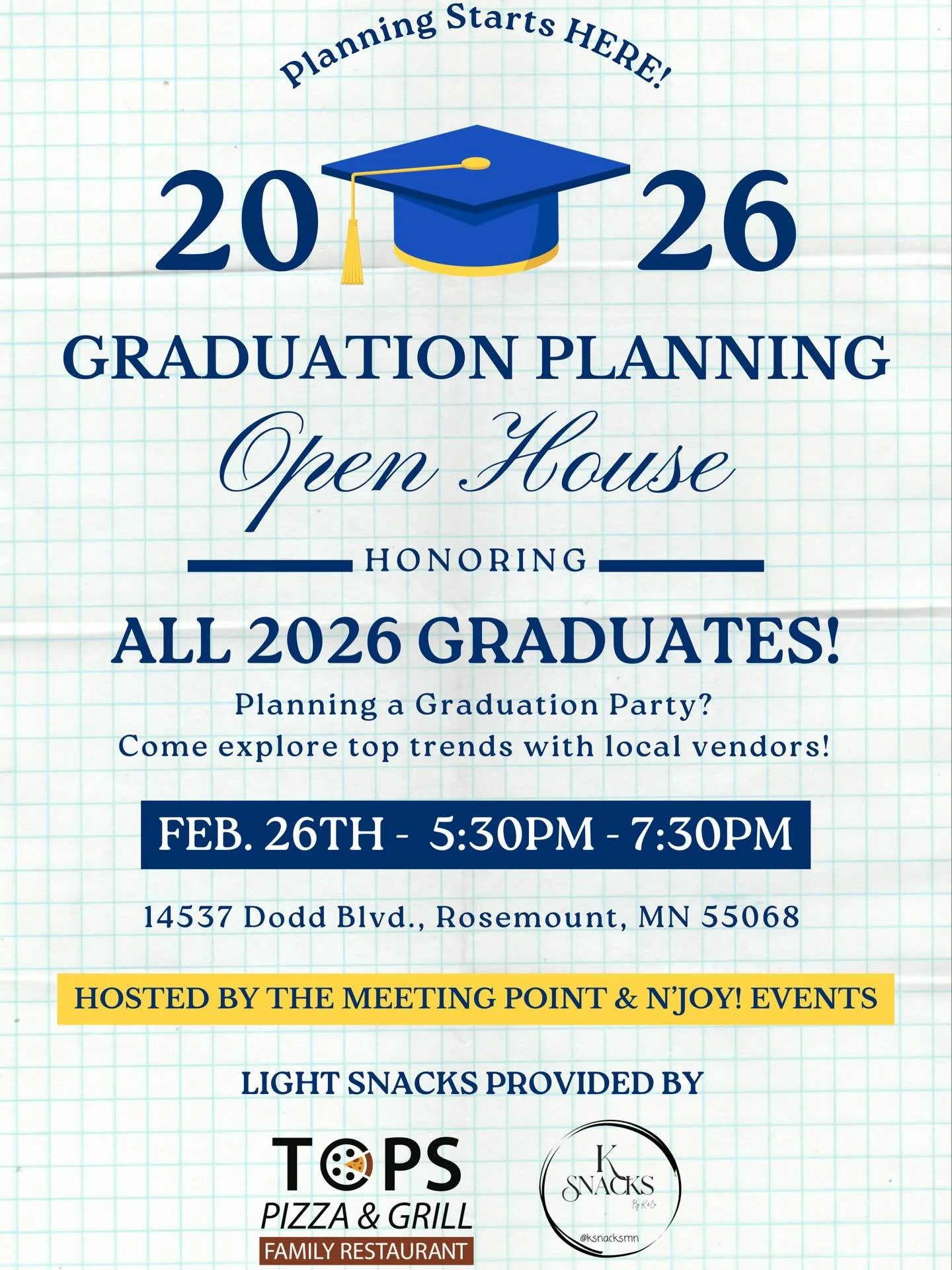 🎓✨ Planning a graduation party for 2026? We&rsquo;ve got you covered!

Join us for our Graduation Planning Open House &mdash; an evening designed to inspire, connect, and help you start planning with confidence. Explore the latest trends, and get fr