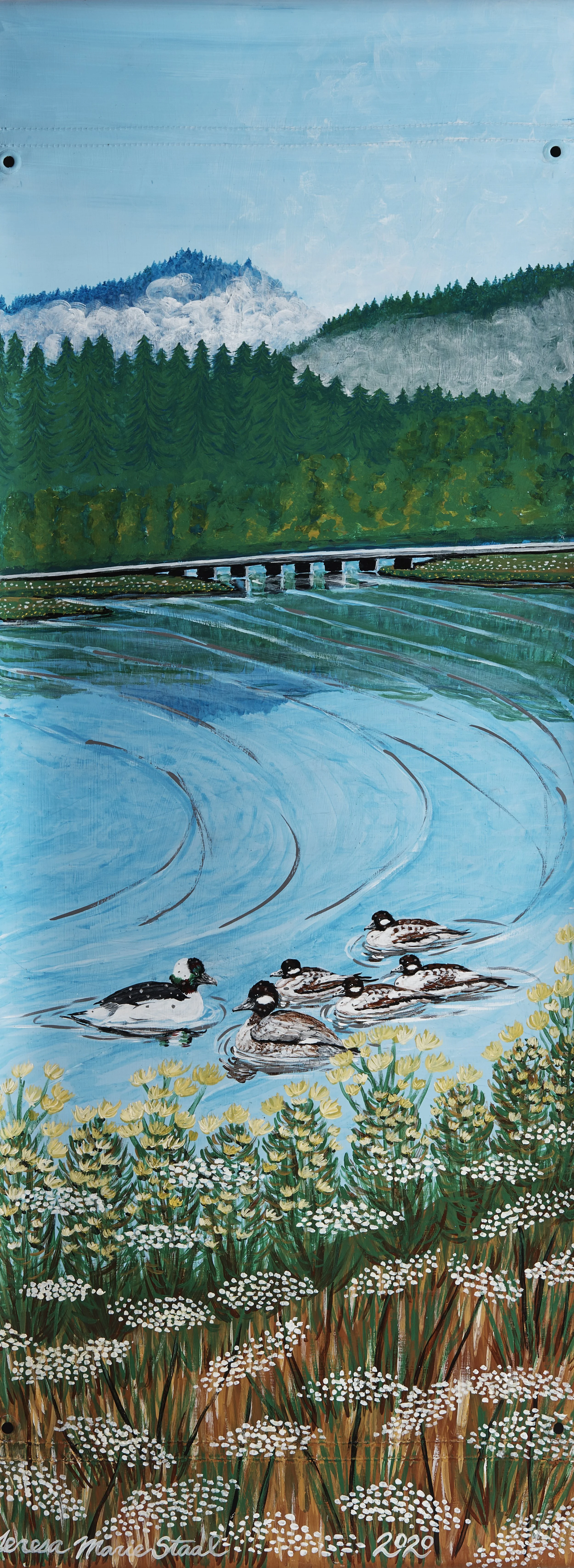 Staal-Cowley, Teresa, Highway 101 at Mudd Bay Arts Alive Banner, 101 Artist_s Colony, Acrylic on Sign Banner - Teresa StaalCowley (Teresa Marie Art_ Design).jpg