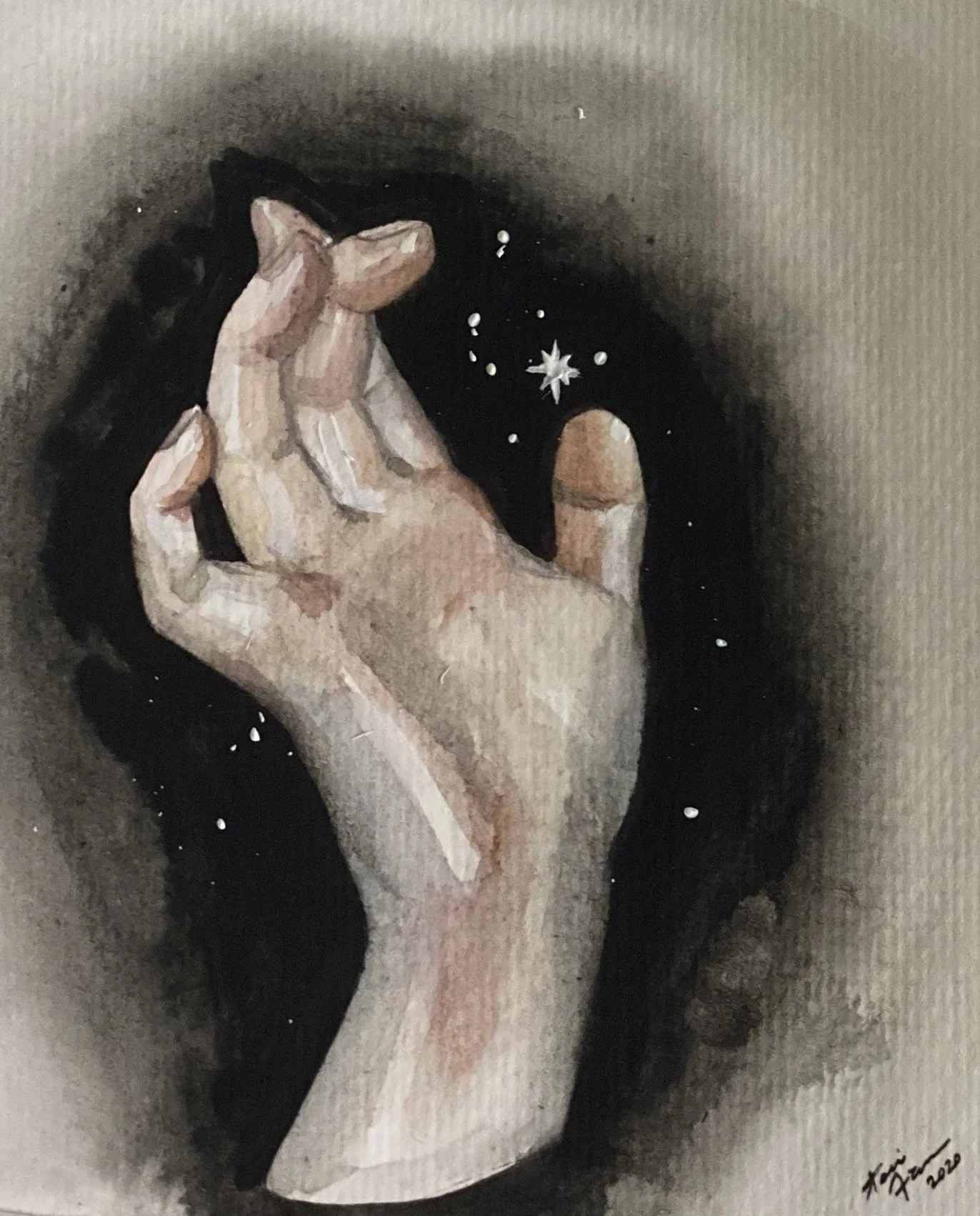 Celestial Touch (Watercolor on Paper)