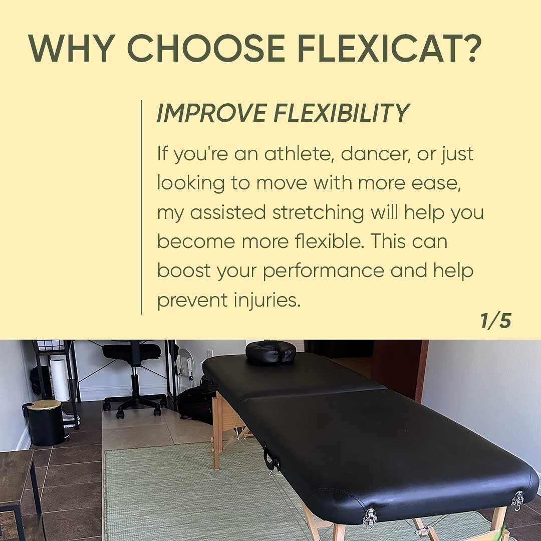 Why choose Flexicat?

I offer personalized one-on-one assisted stretching sessions designed just for you. Swipe through the carousel to read all the benefits of these sessions ➡️