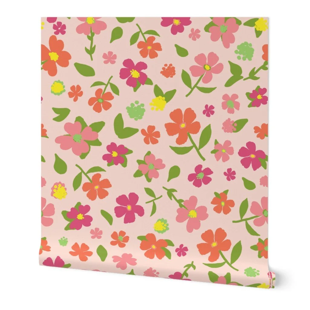 XL 17753075-happy-flower-garden-peachy-pink-xl-floral-spring-whimsical-nursery-kids-by-tracey_skafidas.jpg