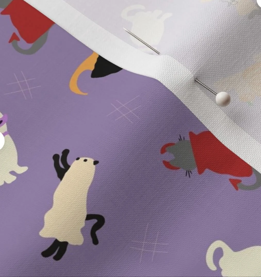 👻🎃Cats in costumes! Custom color/scale by request for fabric, wallpaper or art licensing. Search design #20053489 on Spoonflower.com #illustration #illustrator #fabric #fabricdesign #halloween #halloweenfabric #cats #catfabric #spoonflower #spoonfl