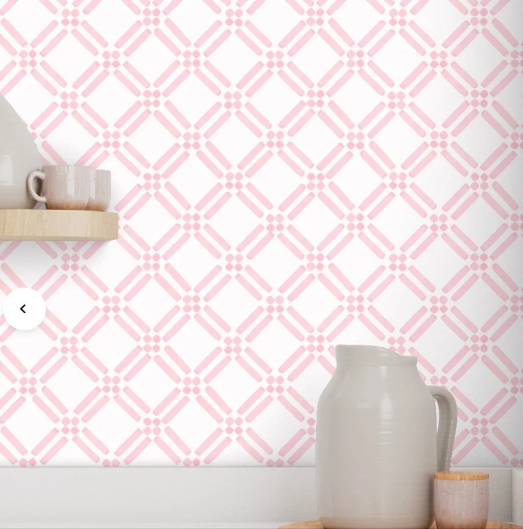This watercolor lattice design has a timeless appeal. Choose your favorite color or request custom color matching. Wallpaper, fabric and more on @Spoonflower .com Search design #20034524 or reach out by email for more info.  #wallpaperinspo #coquette