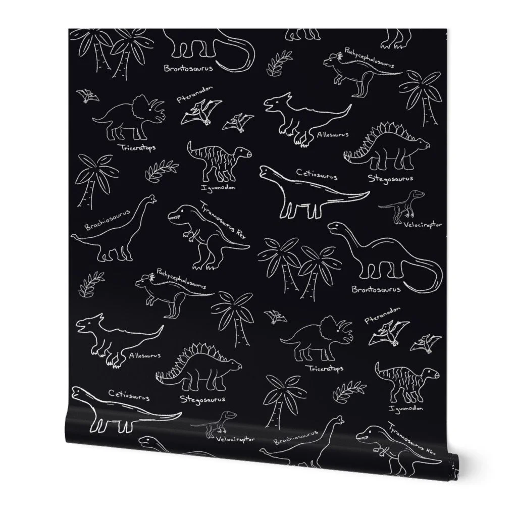 Sketched Dinosaurs: Whimsical Wallpaper for Kids' Bedrooms