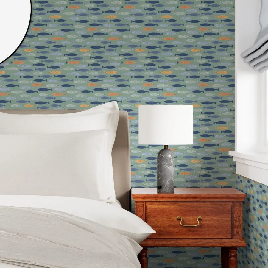 School of Fish Wallpaper for Boys Room