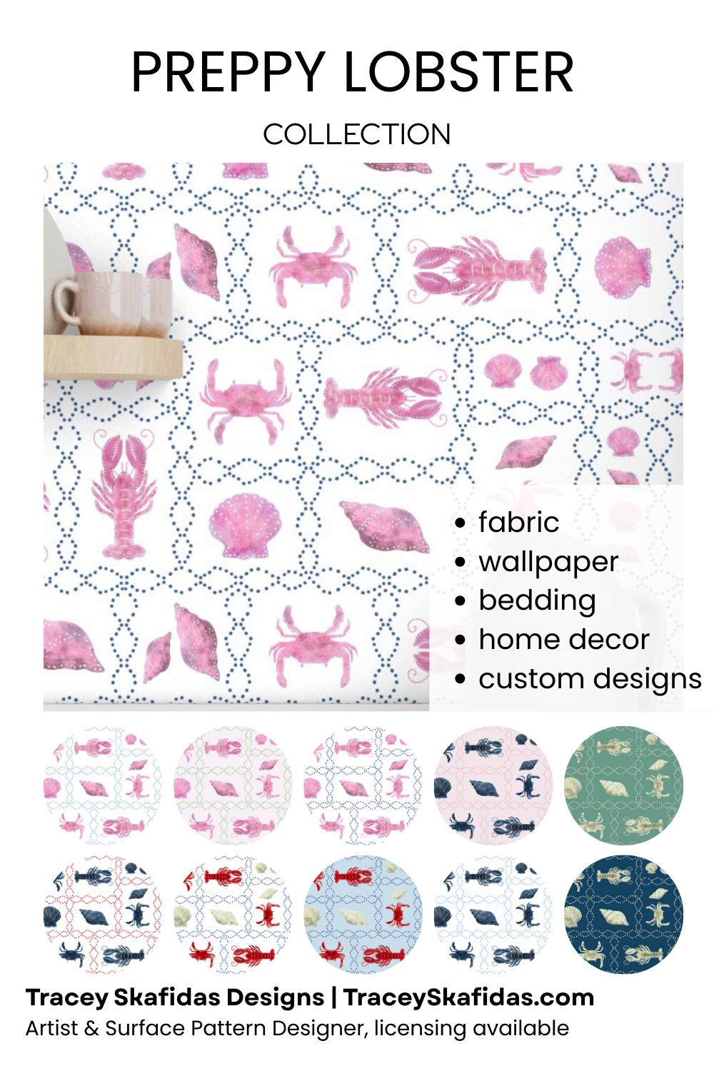 preppy coastal style wallpaper and fabric