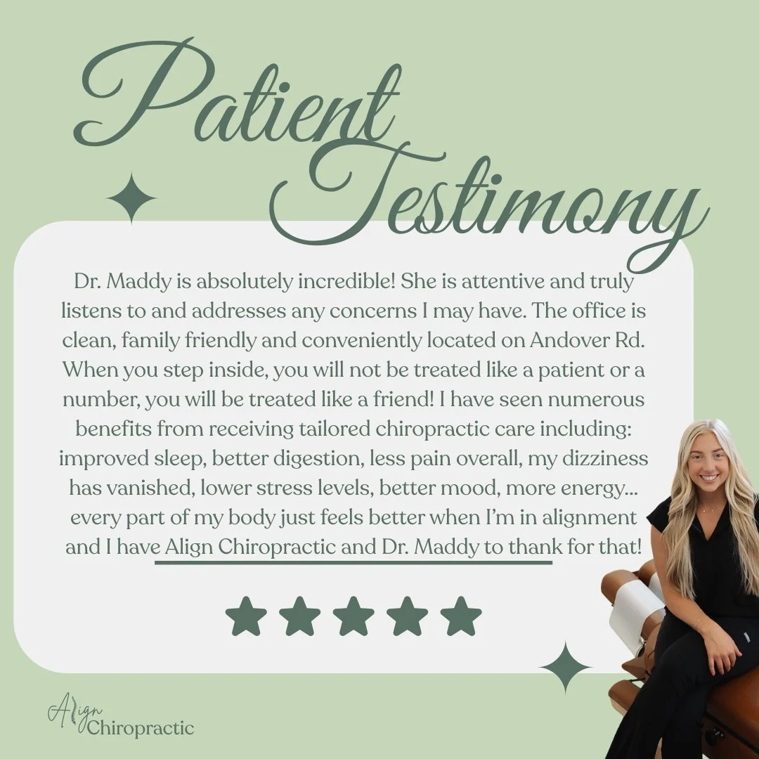 When your body is in alignment, everything works better...sleep, digestion, mood, energy, and even stress levels.

At Align, we love seeing how consistent, personalized chiropractic care impacts every part of your life, not just how you feel day to d