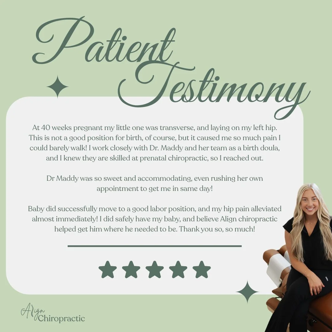 ✨ Birth Story Spotlight ✨
We&rsquo;re so honored to be part of stories like this one! Prenatal chiropractic care can make such a difference for both mom and baby, from easing discomfort to helping baby find the best position for birth. 

At Align, we