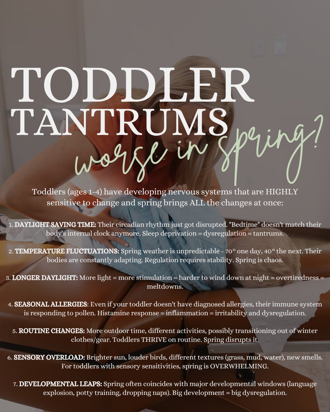 Do you notice changes in your kids behavior at this time of year? You aren't imagining it. This time of year can be really hard on some kiddos especially as the season is changing. 🌸

If your sweet kid is suddenly melting down over EVERYTHING - wron