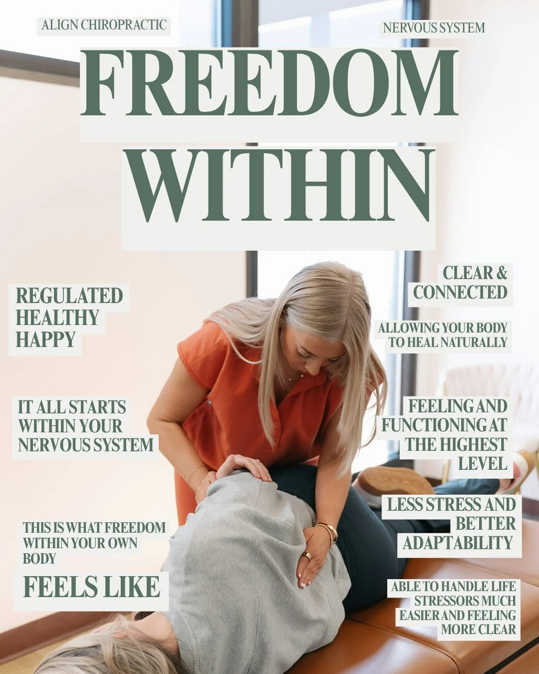We talk a lot about freedom &mdash; freedom to move, freedom to choose, freedom to live unconstrained. 

But true freedom doesn't start out here. It starts within.

It starts in your nervous system.

When your neuro-spinal system is clear and connect