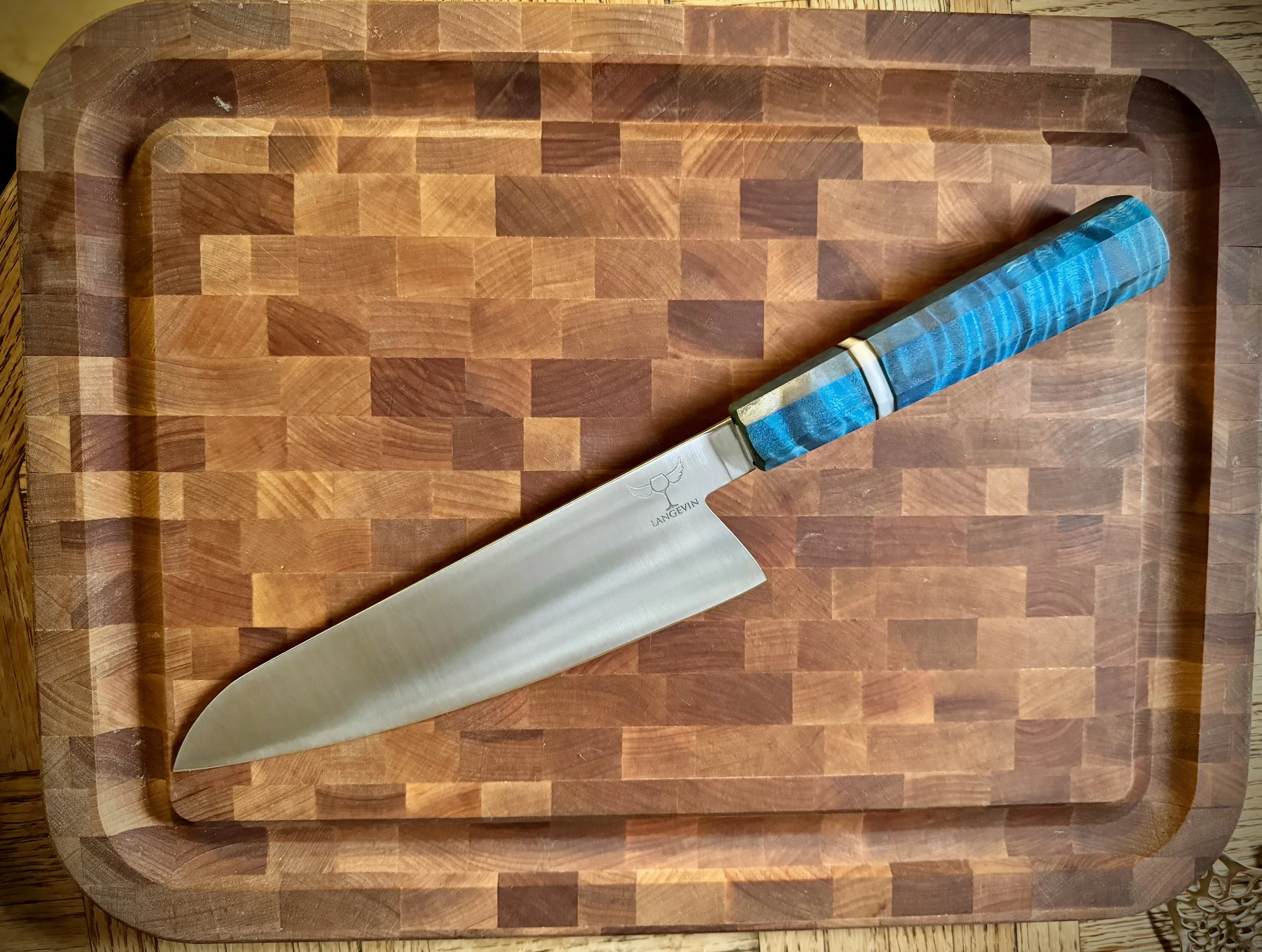 8 inch chef  AEB-L 61 hrc Blue cottonwood handle