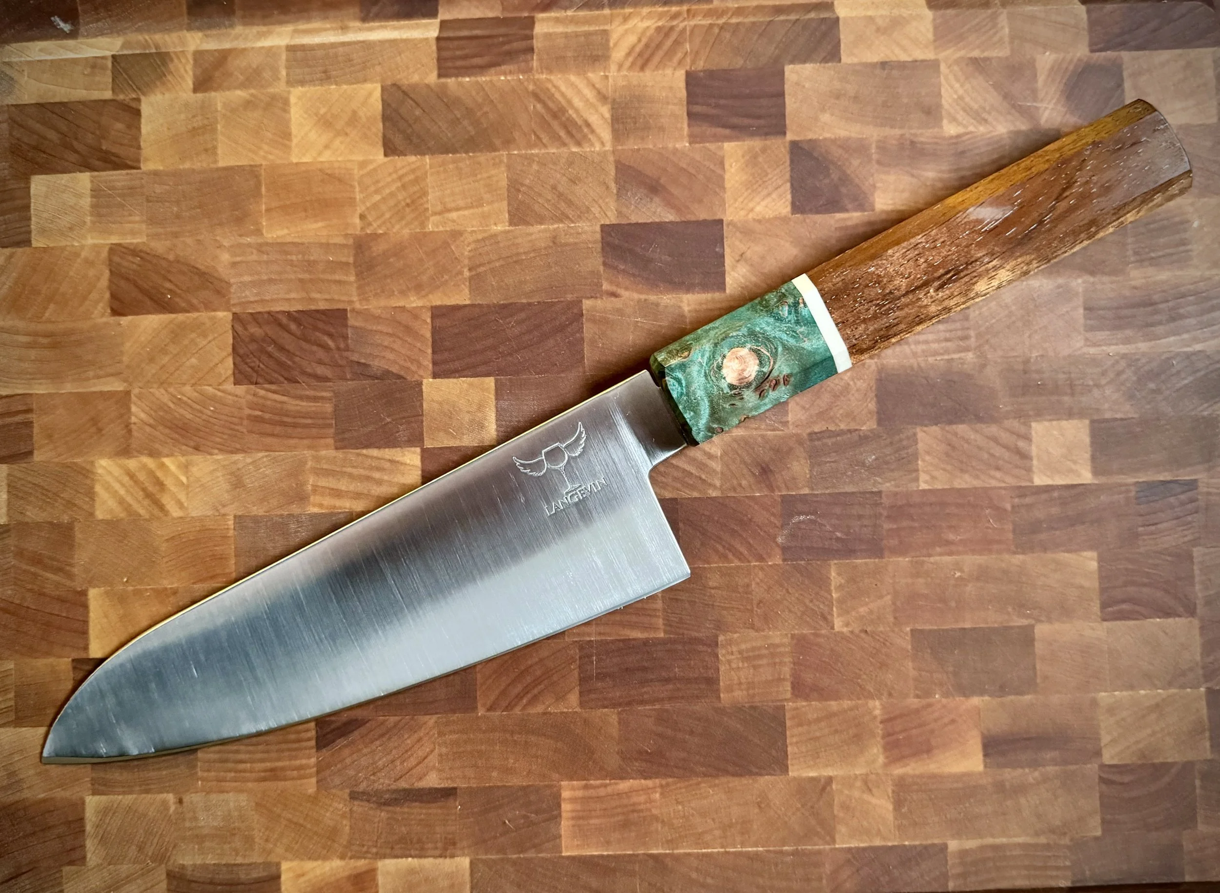 6 inch utility knife maple AEB-L stainless 63hrc maple burl and koa handle