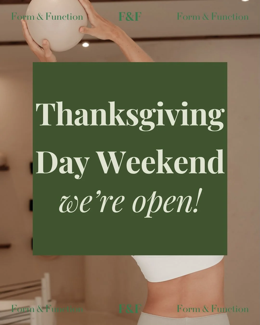 📢 YOUR FITNESS LINEUP | Thanksgiving Weekend Edition

We&rsquo;re open all Thanksgiving weekend &mdash; because what better way to celebrate gratitude than by moving your body? 🍁💪

Join us to recharge, reset, and make space for all the good things