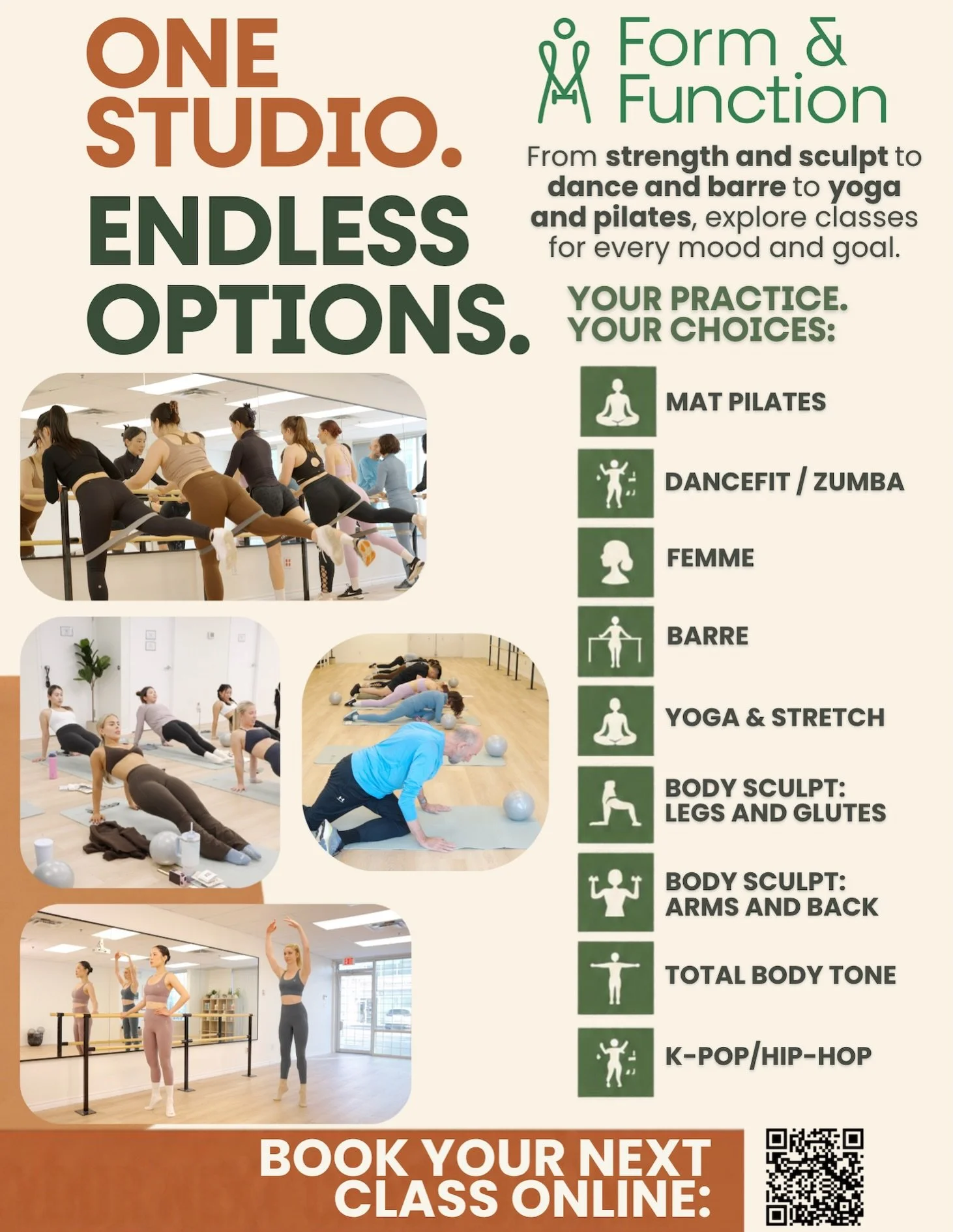 ✨ One Studio. Endless Options. ✨

With 12+ class types and 30+ weekly sessions, we&rsquo;ve got something for every schedule:

☀️ Mornings
🌙 Evenings
📅 Weekdays &amp; Weekends

💡 Flexible passes + unlimited memberships = choose what fits YOU.

👉 