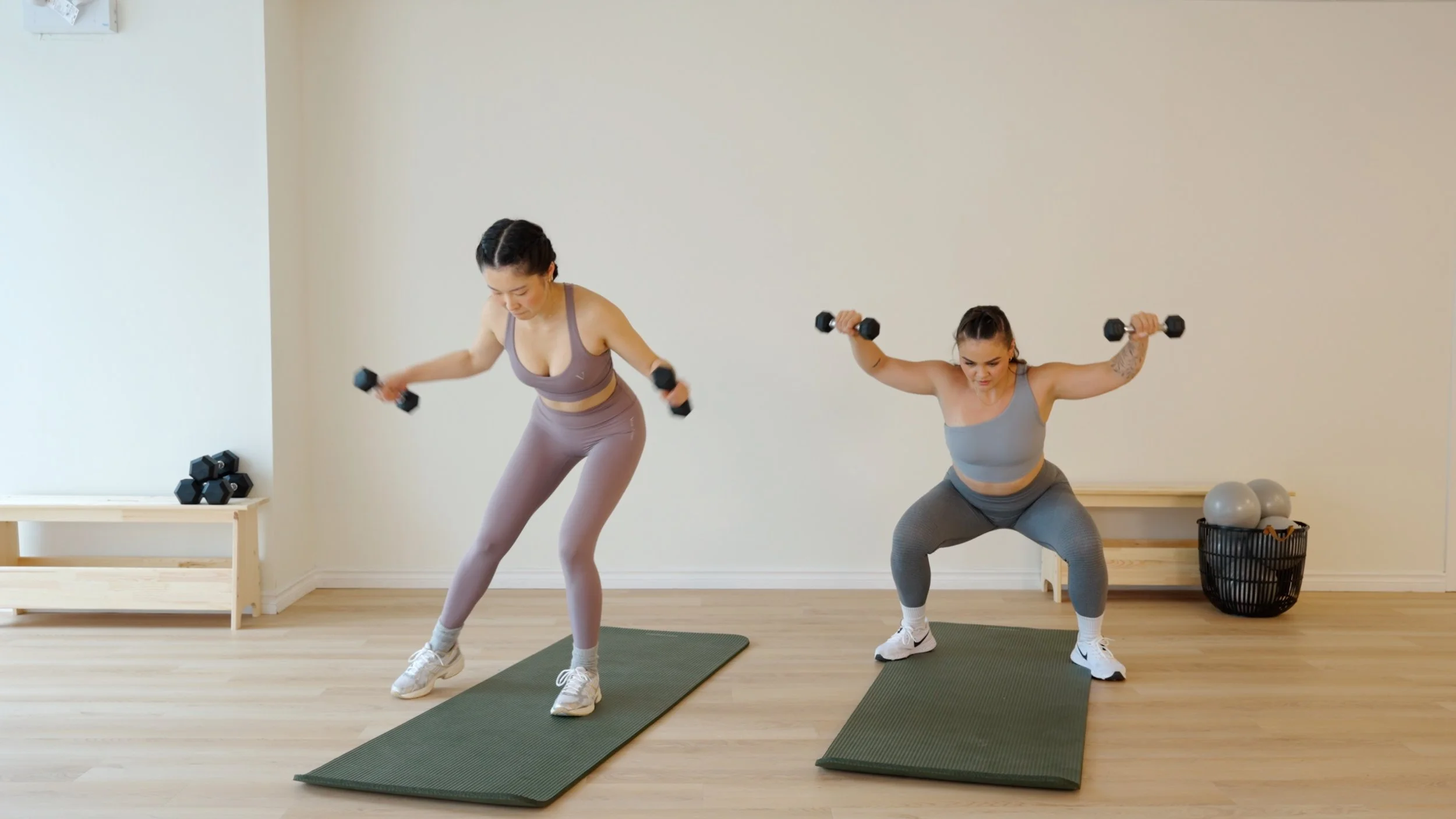 Group fitness class doing high intensity interval training at Form and Function studio in Richmond BC.