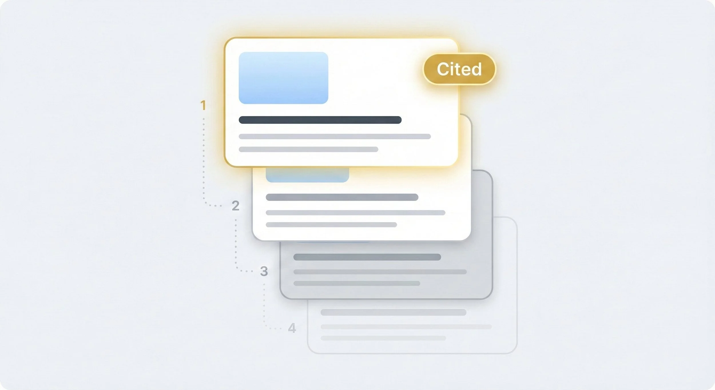 Diagram showing four documents with the second document highlighted and labeled 'Cited' in gold, indicating it is the cited source.