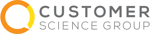 Logo for Customer Science Group with a stylized orange and black circular icon.