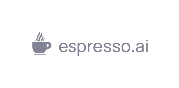 Logo of espresso.ai with a coffee cup icon and steam above the text.