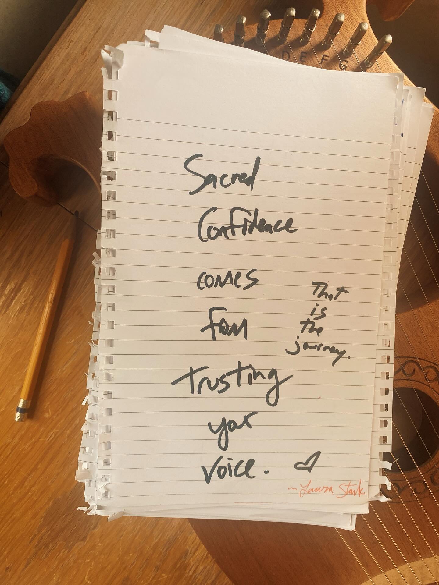 &ldquo;Sacred confidence comes from trusting your voice. That is the journey.&rdquo; ~Laura Stack. 

I work with singers all the time. The most common desire is to build confidence. Through 25 years of teaching music and leading song circles, I have 