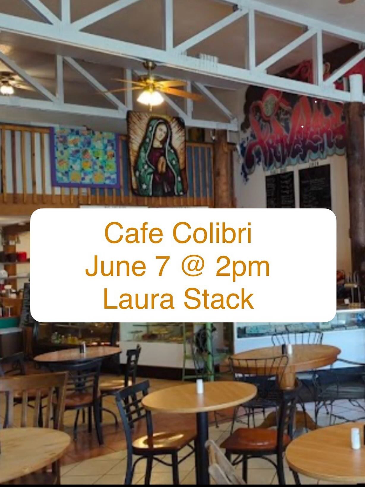 I walked into Cafe Colibri yesterday and met the new owners. They have done a wonderful job reopening Cafe Colibri! It has such a great vibe!!! I especially love the artwork of Our Lady of Guadalupe above the counter. ❤️ Ed invited me to play a few s