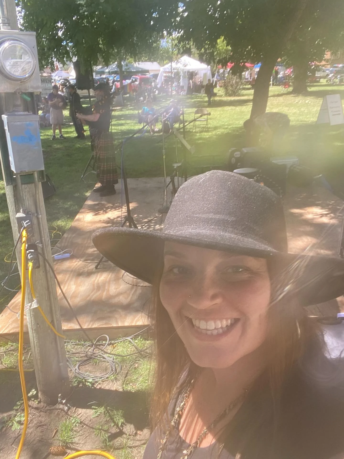 Playing the People’s Faire in Las Vegas, NM today! My set is 2-3pm. I’m after this bagpipe player. KC and I also have a booth. She is selling soap and candles and lotion bars. I have a “make your own keychain” arts and crafts