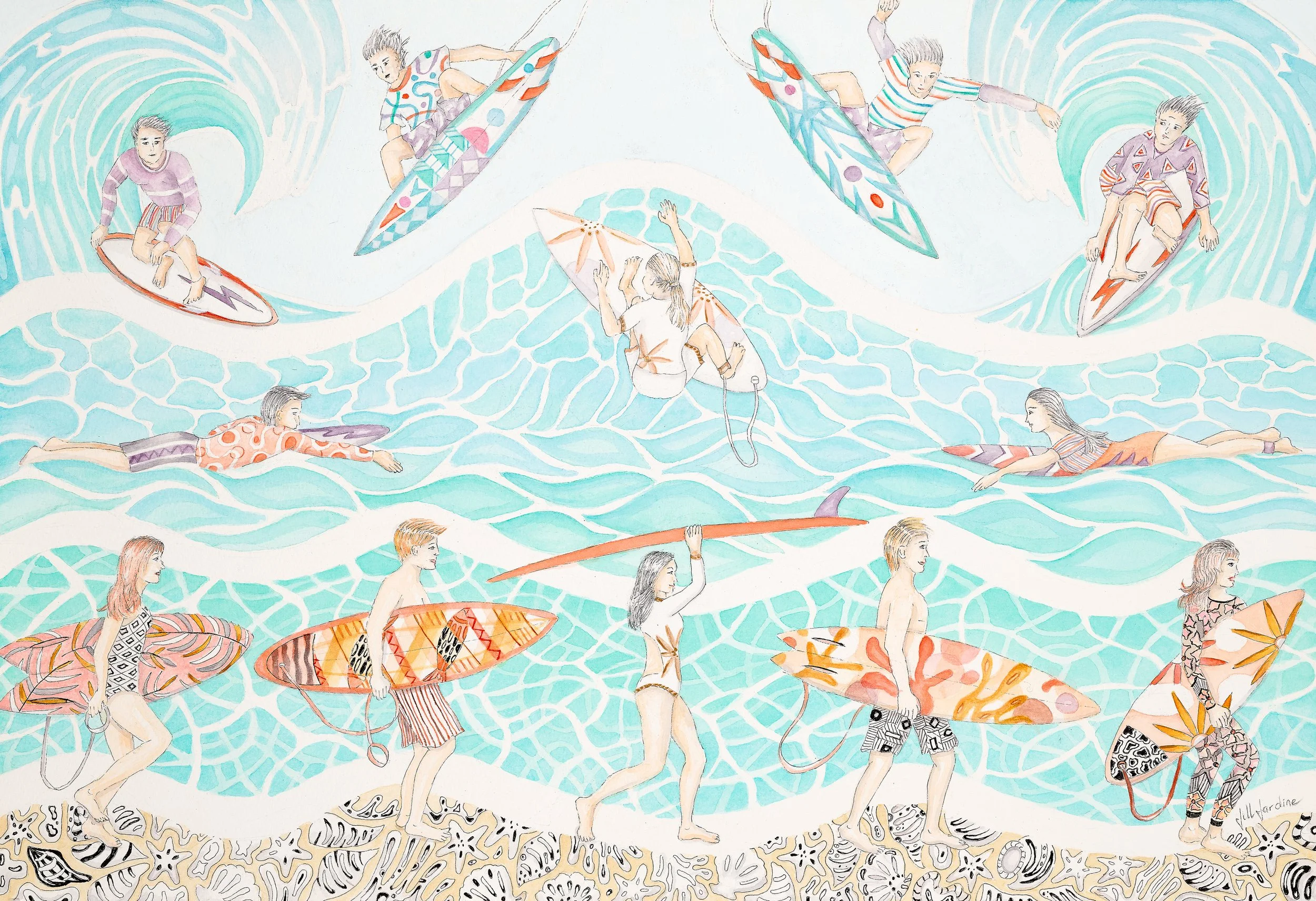 Jill Jardine_Surf's Up_2025_watercolour on paper_550x375mm.jpg